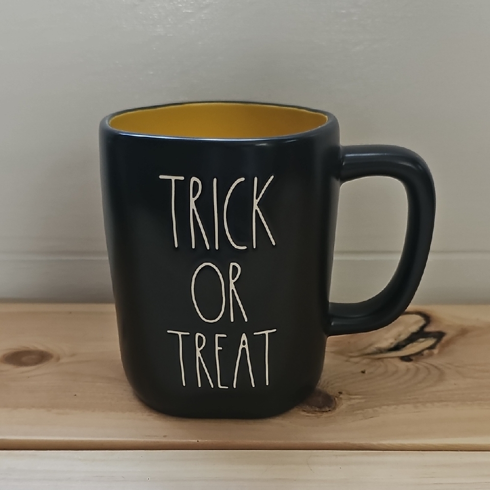 Rae Dunn Black and Yellow Trick or Treat Mug